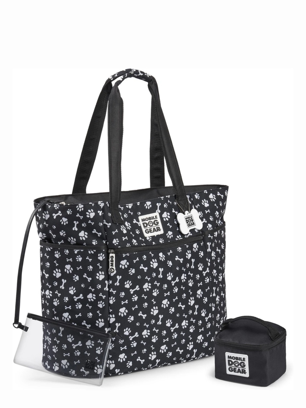 Mobile Dog Gear Dogssentials Tote Travel Bag, Black & White Paw Print, NWT